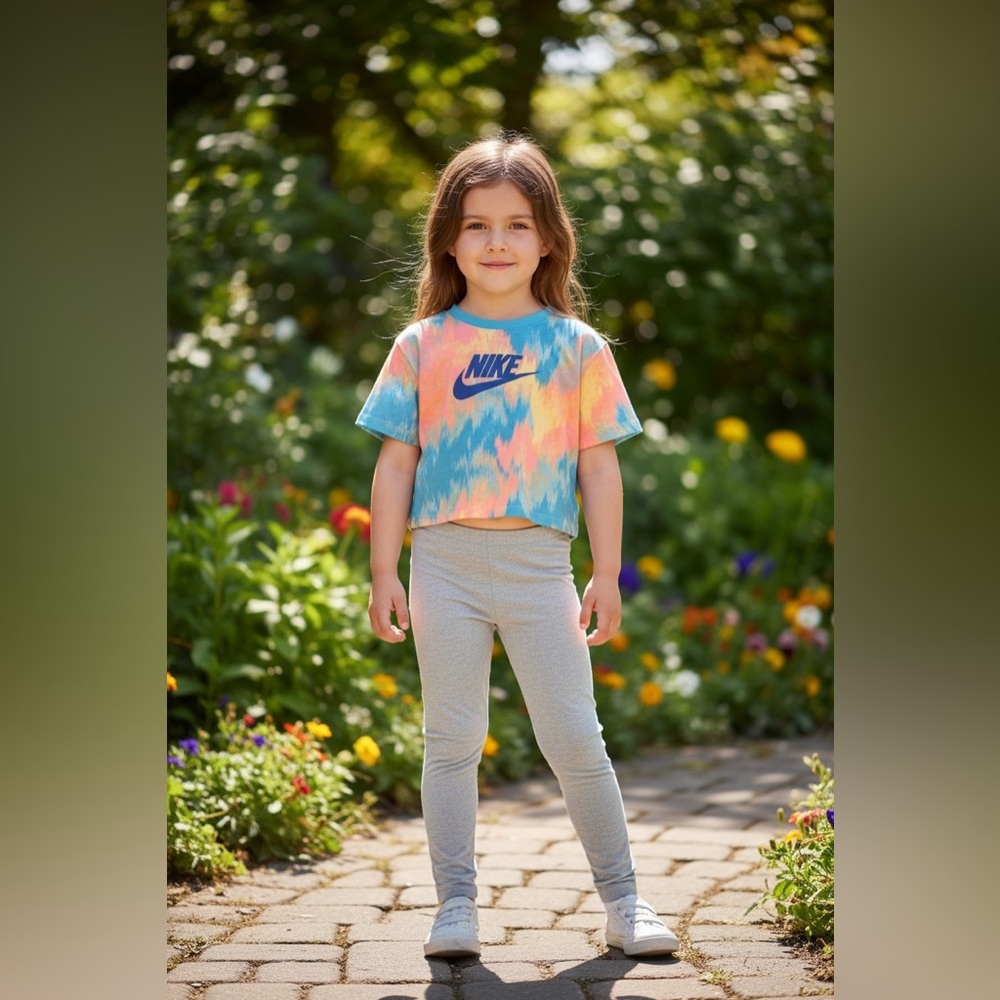 Nike Blue and Pink Short Sleeve Tee Vibrant Tie-Dye